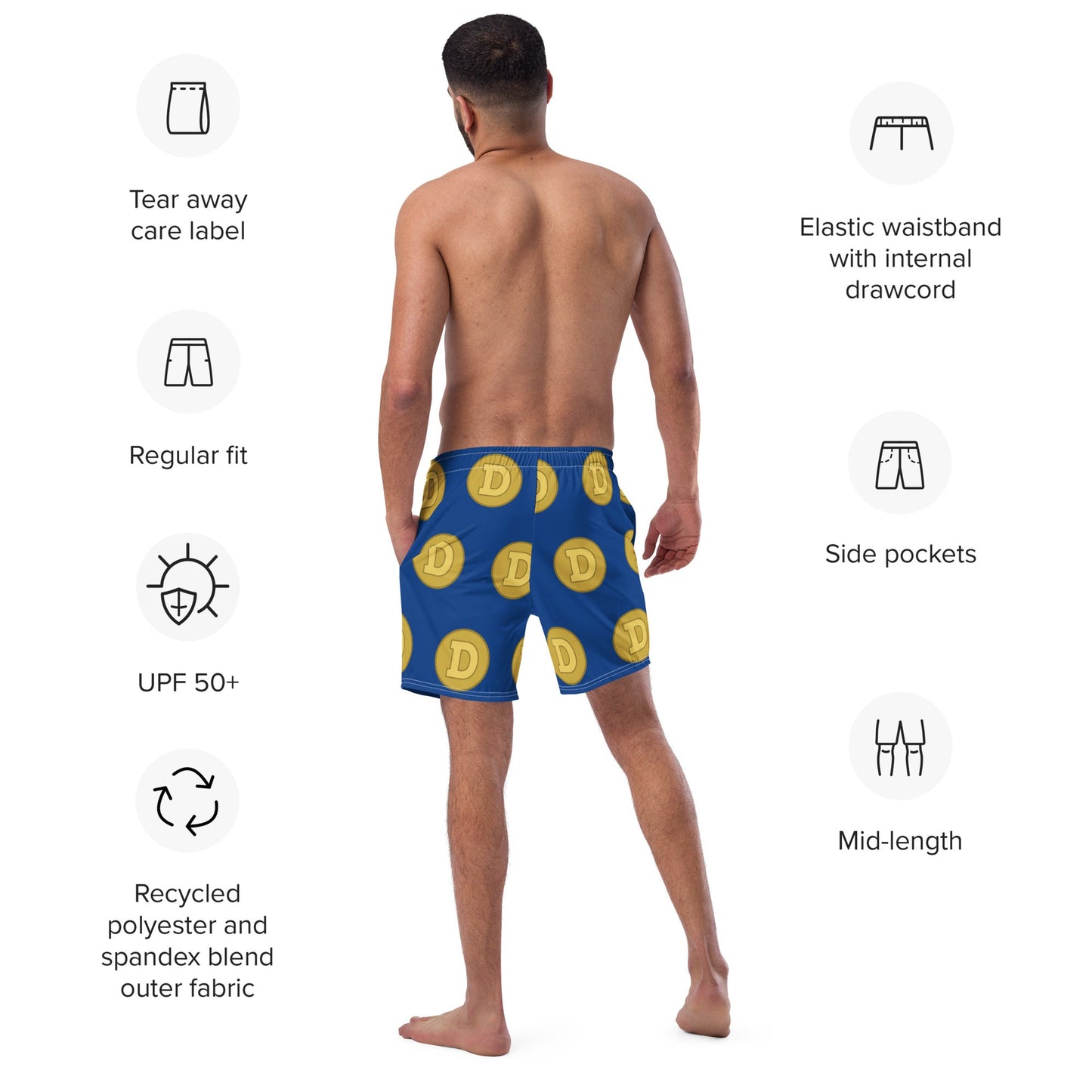 Navy DOGE Short Shorts Swim Trunks