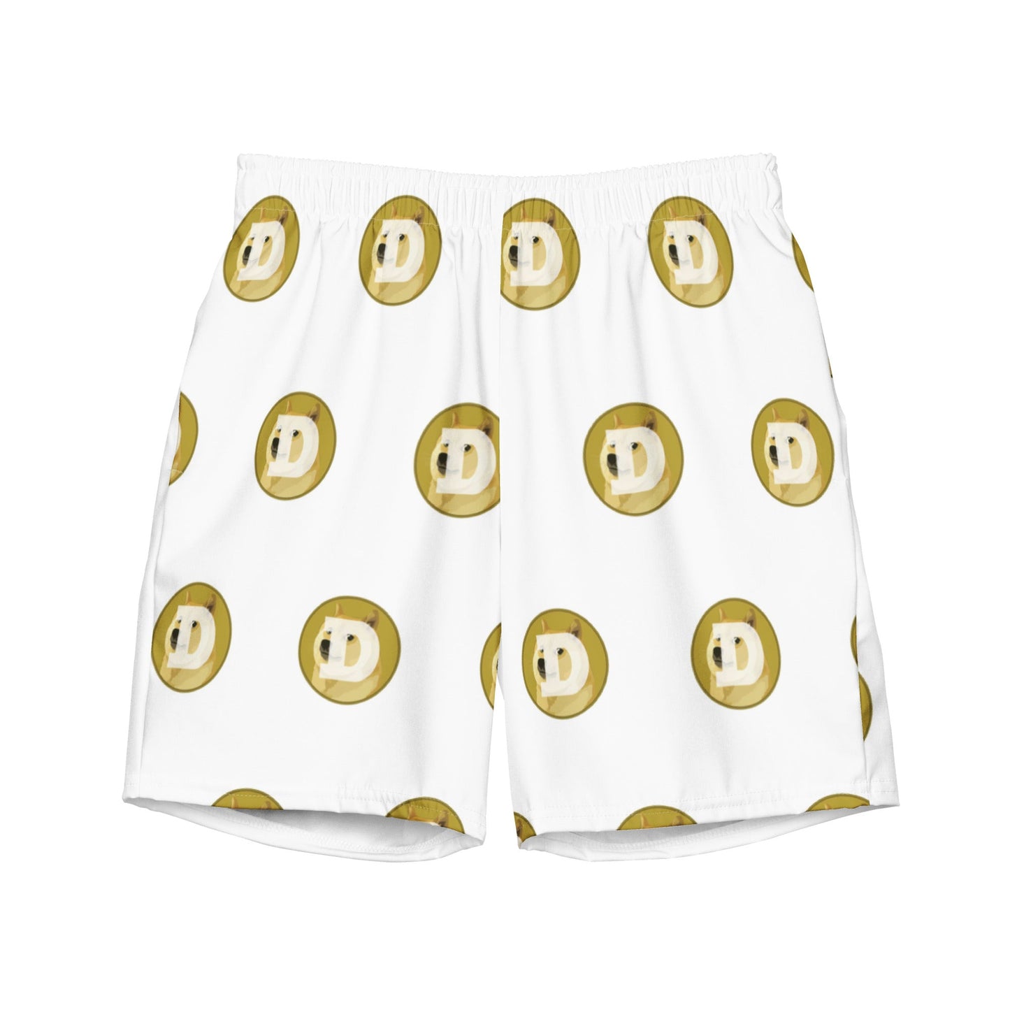DOGE Dogecoin White Short Shorts Swim Trunks
