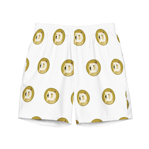 DOGE Dogecoin White Short Shorts Swim Trunks