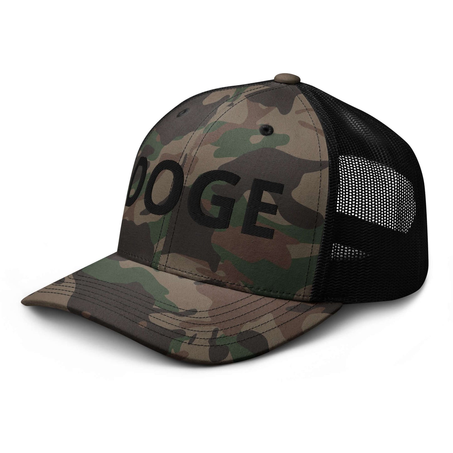 DOGE Embroidered Camouflage Trucker DOGE Hat | Premium Mesh Cap | Outdoor Snapback