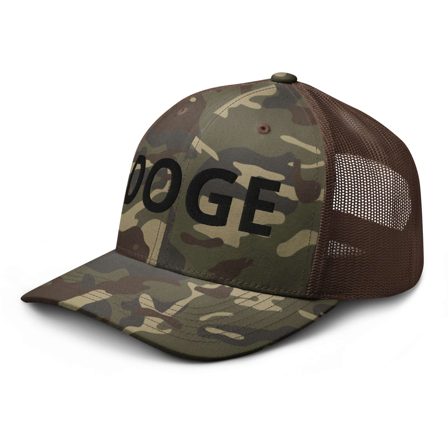 DOGE Embroidered Camouflage Trucker DOGE Hat | Premium Mesh Cap | Outdoor Snapback