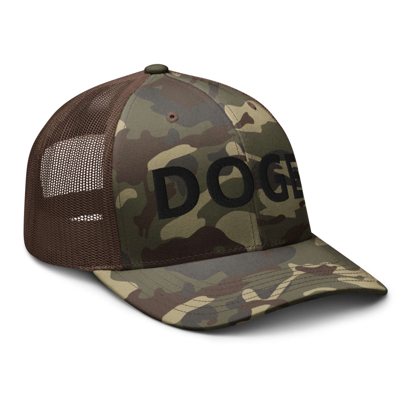 DOGE Embroidered Camouflage Trucker DOGE Hat | Premium Mesh Cap | Outdoor Snapback