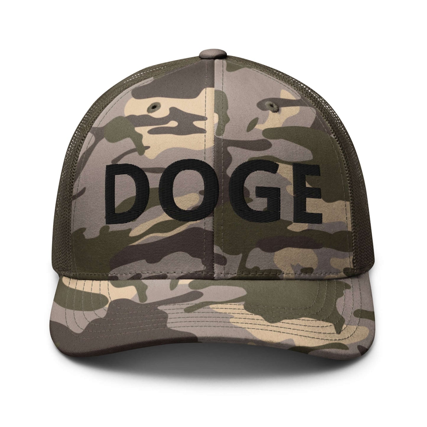 DOGE Embroidered Camouflage Trucker DOGE Hat | Premium Mesh Cap | Outdoor Snapback