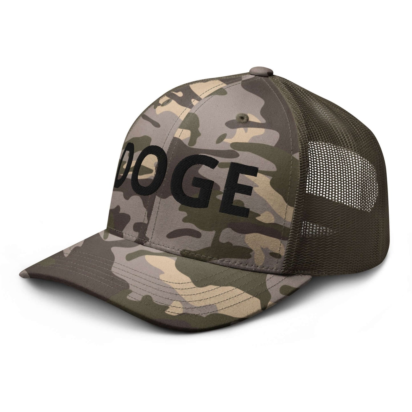 DOGE Embroidered Camouflage Trucker DOGE Hat | Premium Mesh Cap | Outdoor Snapback