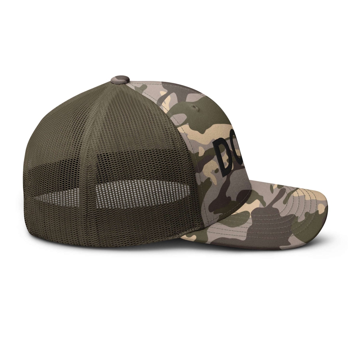 DOGE Embroidered Camouflage Trucker DOGE Hat | Premium Mesh Cap | Outdoor Snapback