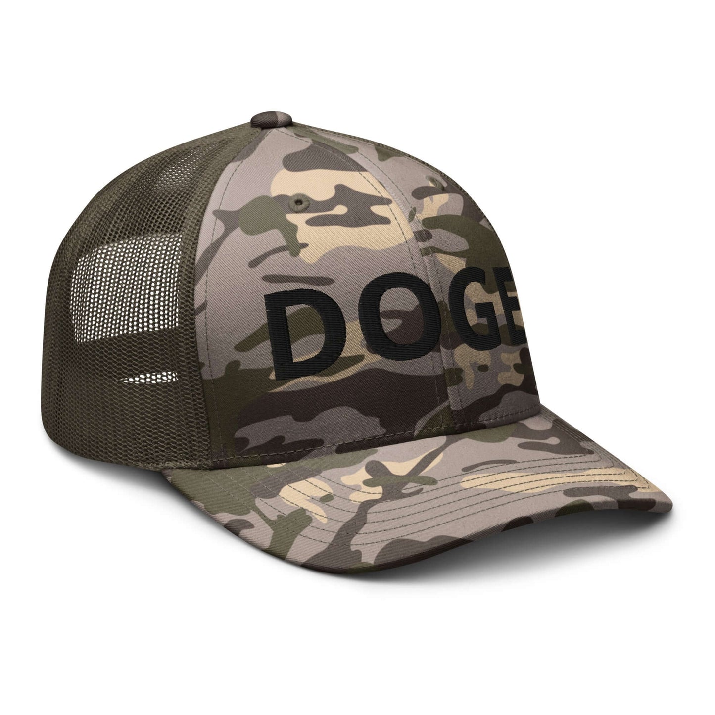 DOGE Embroidered Camouflage Trucker DOGE Hat | Premium Mesh Cap | Outdoor Snapback