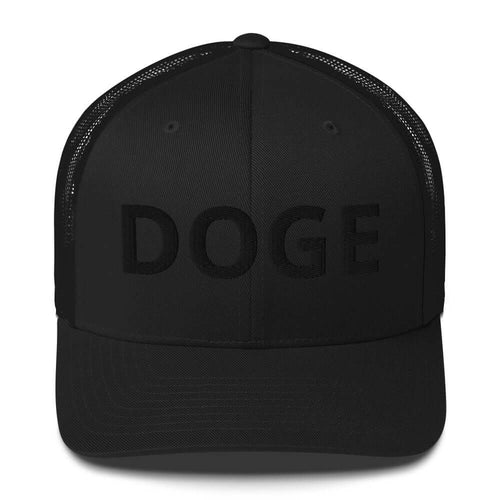 Stealth Black-on-Black DOGE Embroidered Trucker Cap | Premium DOGE Hat | Adjustable Snapback
