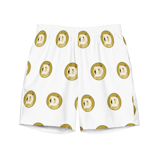 DOGE Dogecoin White Short Shorts Swim Trunks