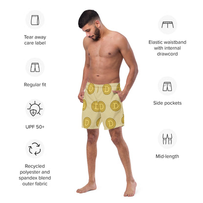 Gold DOGE Short Shorts Swim Trunks