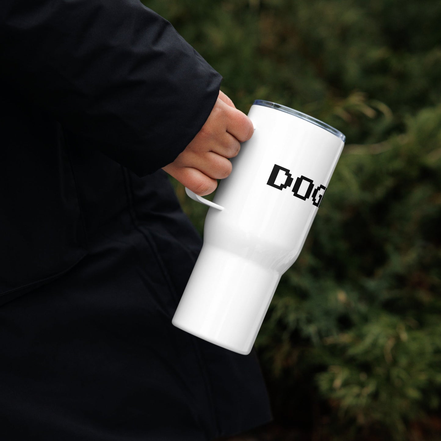 DOGE Pixelated 8-Bit Travel Mug | Stainless Steel Insulated Tumbler with Handle | 25oz & 40oz Options
