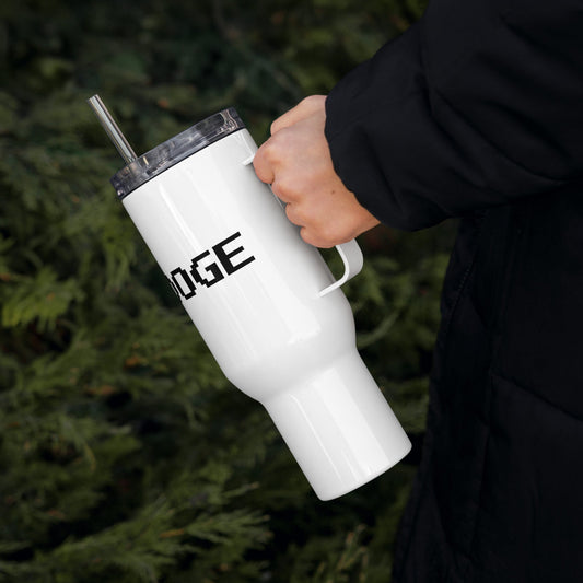 DOGE Pixelated 8-Bit Travel Mug | Stainless Steel Insulated Tumbler with Handle | 25oz & 40oz Options