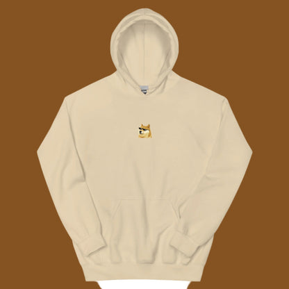 DOGE Center Khaki Hoodie | Unisex OG Shiba Meme Sweatshirt