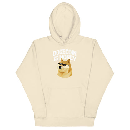 DOGE Merch Premium Hoodie "Dogecoin is Money" - DOGE Streetwear DOGE Store Unisex Sweatshirt