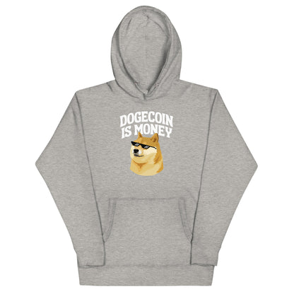 DOGE Merch Premium Hoodie "Dogecoin is Money" - DOGE Streetwear DOGE Store Unisex Sweatshirt