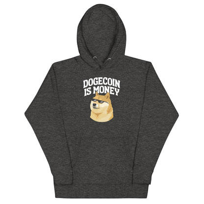 DOGE Merch Premium Hoodie "Dogecoin is Money" - DOGE Streetwear DOGE Store Unisex Sweatshirt