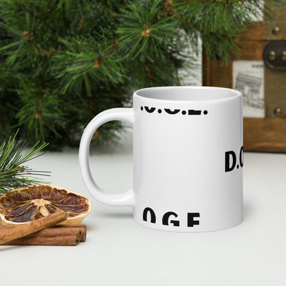 DOGE D.O.G.E. Department of Government Efficiency Mug - UnOfficial White Ceramic Coffee Cup